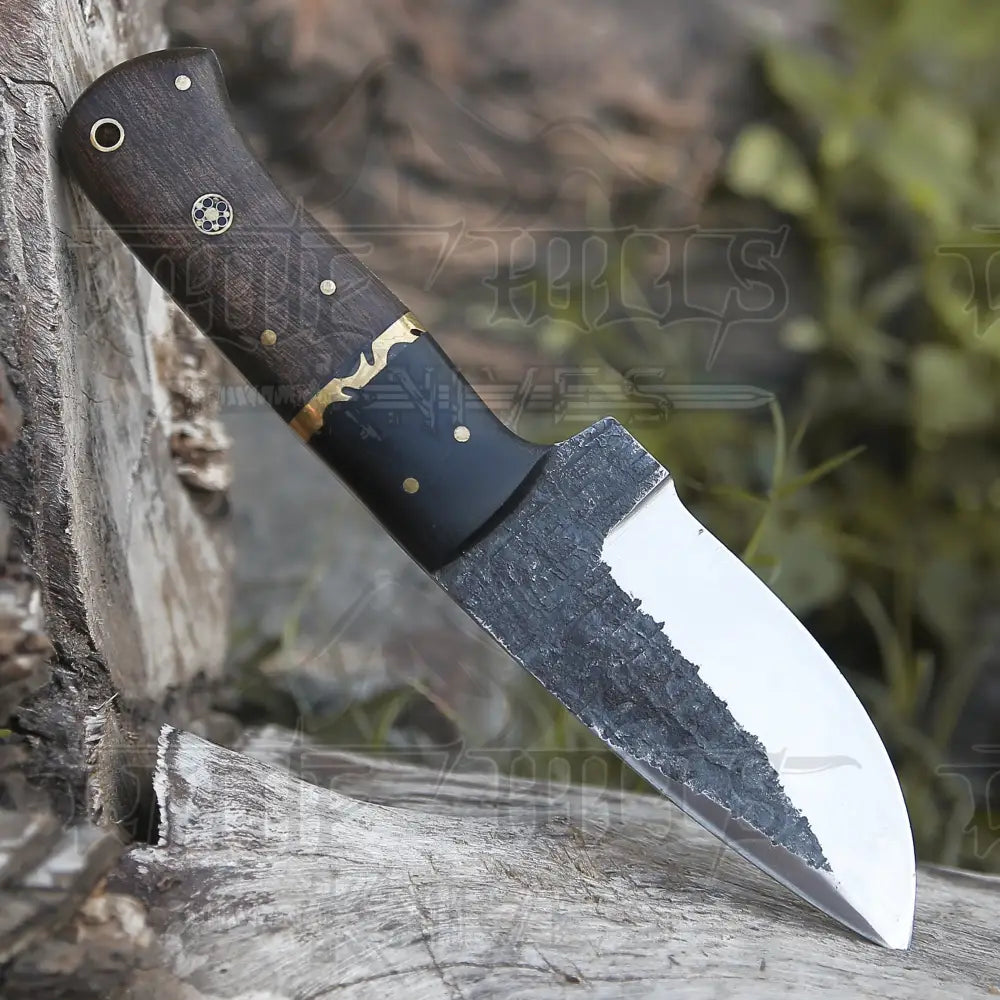 10 Custom Hand Forged Carbon Steel Full Tang Skinner Knife - Wood & Horn Handle Collectibles:knives