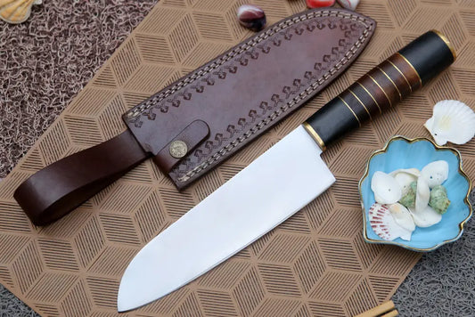 13 Handmade D2 Steel Chef Knife Buffalo Horn Handle With Wood & Brass Spacer