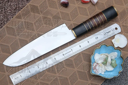 13 Handmade D2 Steel Chef Knife Buffalo Horn Handle With Wood & Brass Spacer