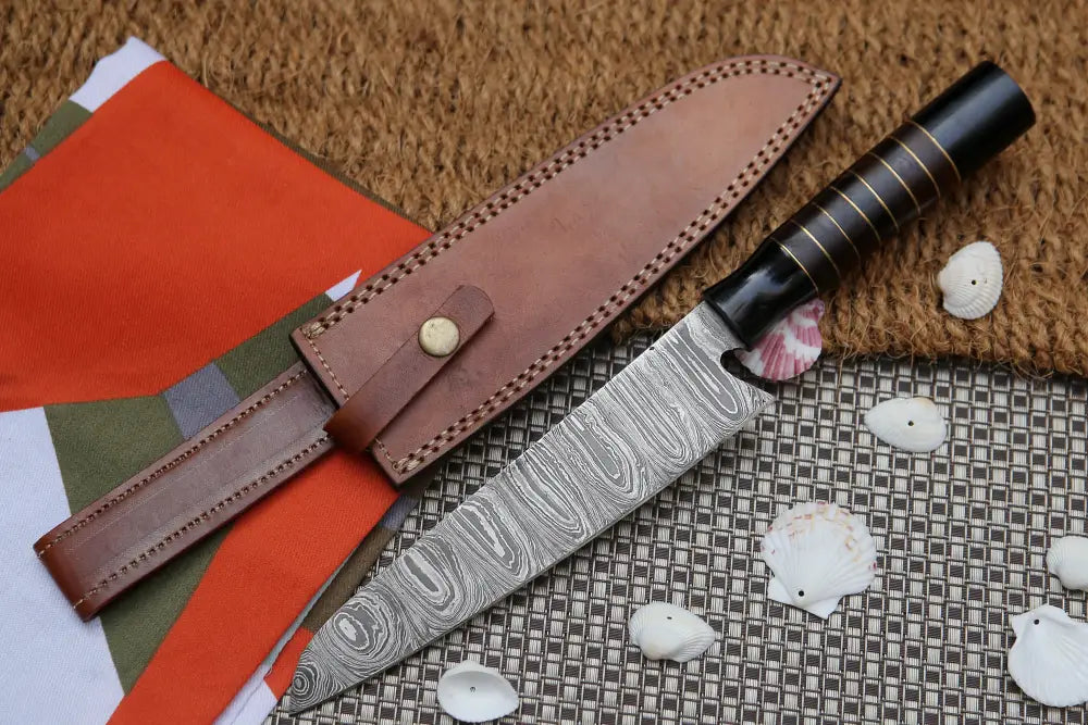 8 inch Damascus Chef Knife Wirh Buffalo Horn Handle – White Hills