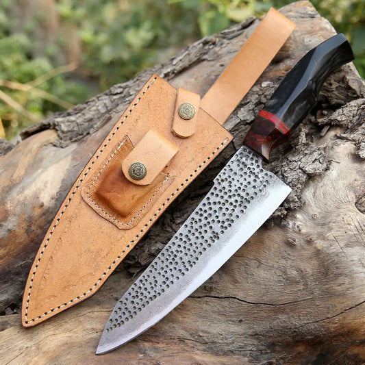 13 Handmade Damascus Steel Forged Chef Knife Horn & Wood Handle