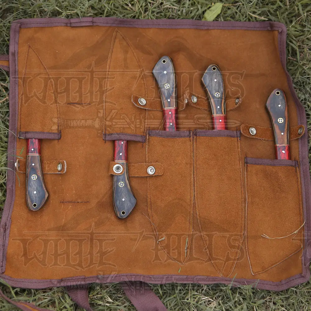 5 Pieces Custom Handmade Damascus Steel Chef Set - Piece Kitchen Knives Home & Garden:kitchen Dining