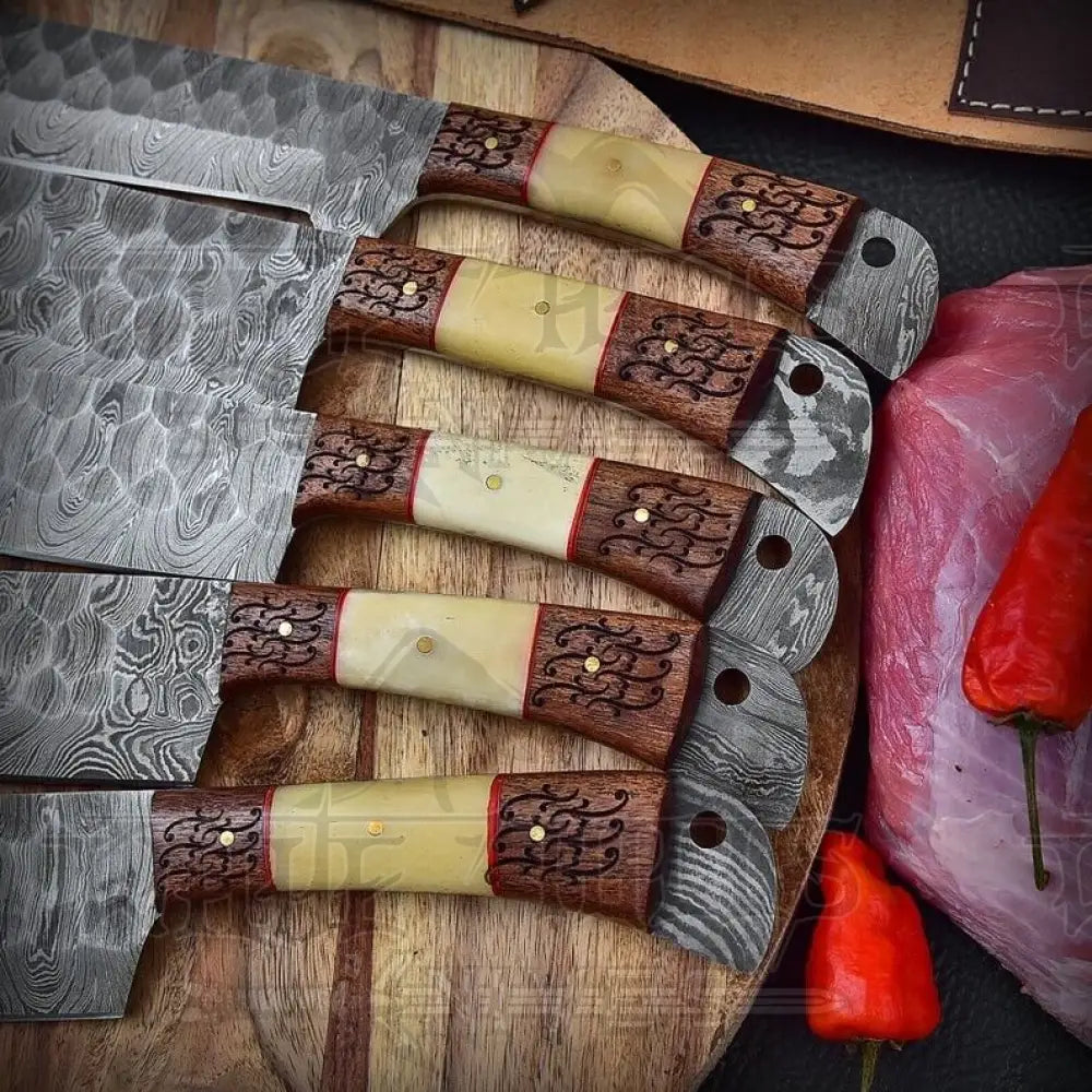 5 Pieces Custom Handmade Damascus Steel Chef Set - Piece Kitchen Knives Home & Garden:kitchen Dining