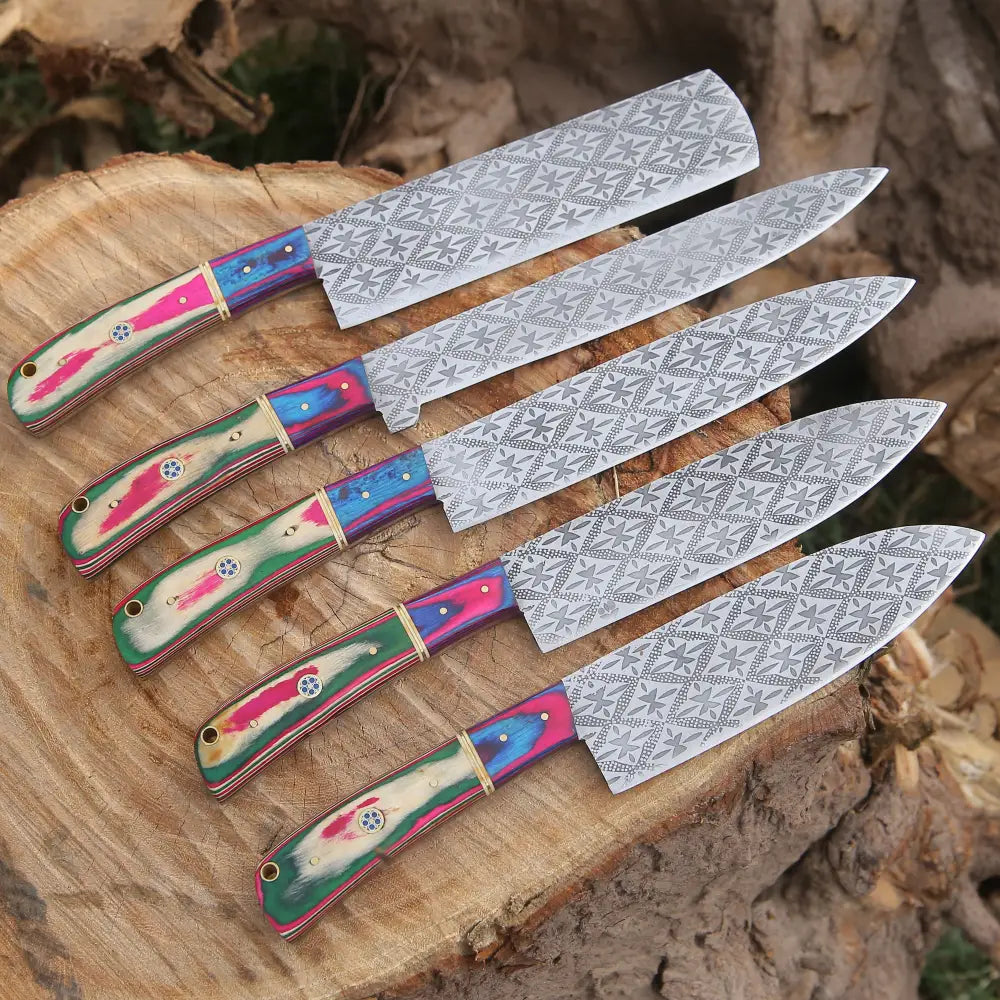 Chef Knife Set Damascus Chef Knife 4 Pc Set Damascus Kitchen Knives Set  With High Quality Steel Free Gift Box , Best Gift Item 