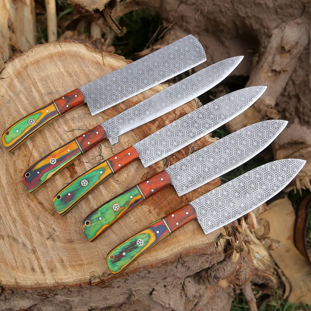 Best Damascus Steel Kitchen Knives 5 Pieces Set, Kitchen Knives-Cutlery –  White Hills Knives