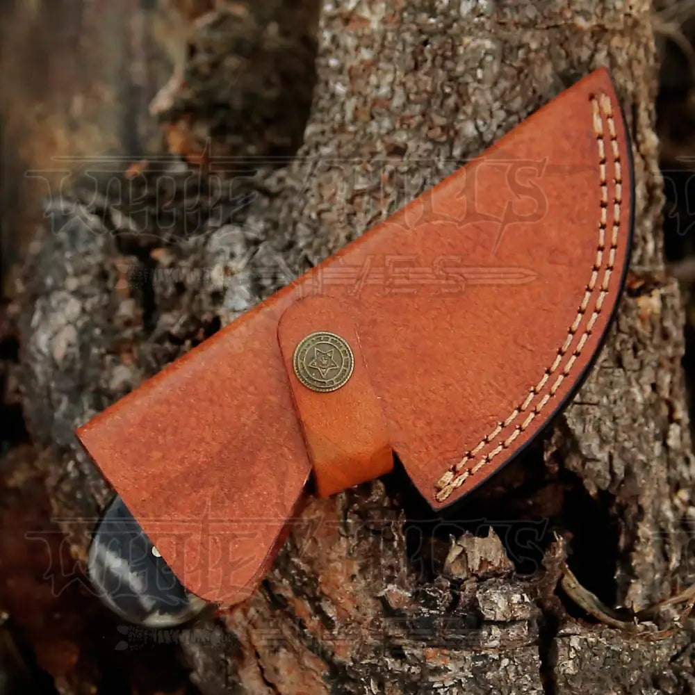 7” Handmade Damascus Steel Skinner Knife - Ram Horn Handle Full Tang