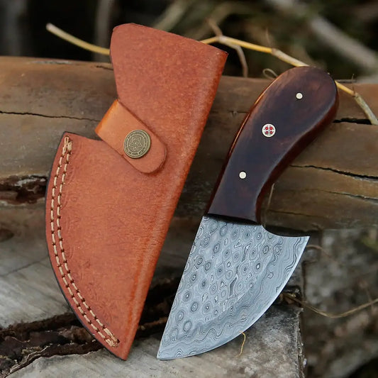 7” Handmade Damascus Steel Skinner Knife - Rosewood Handle Full Tang