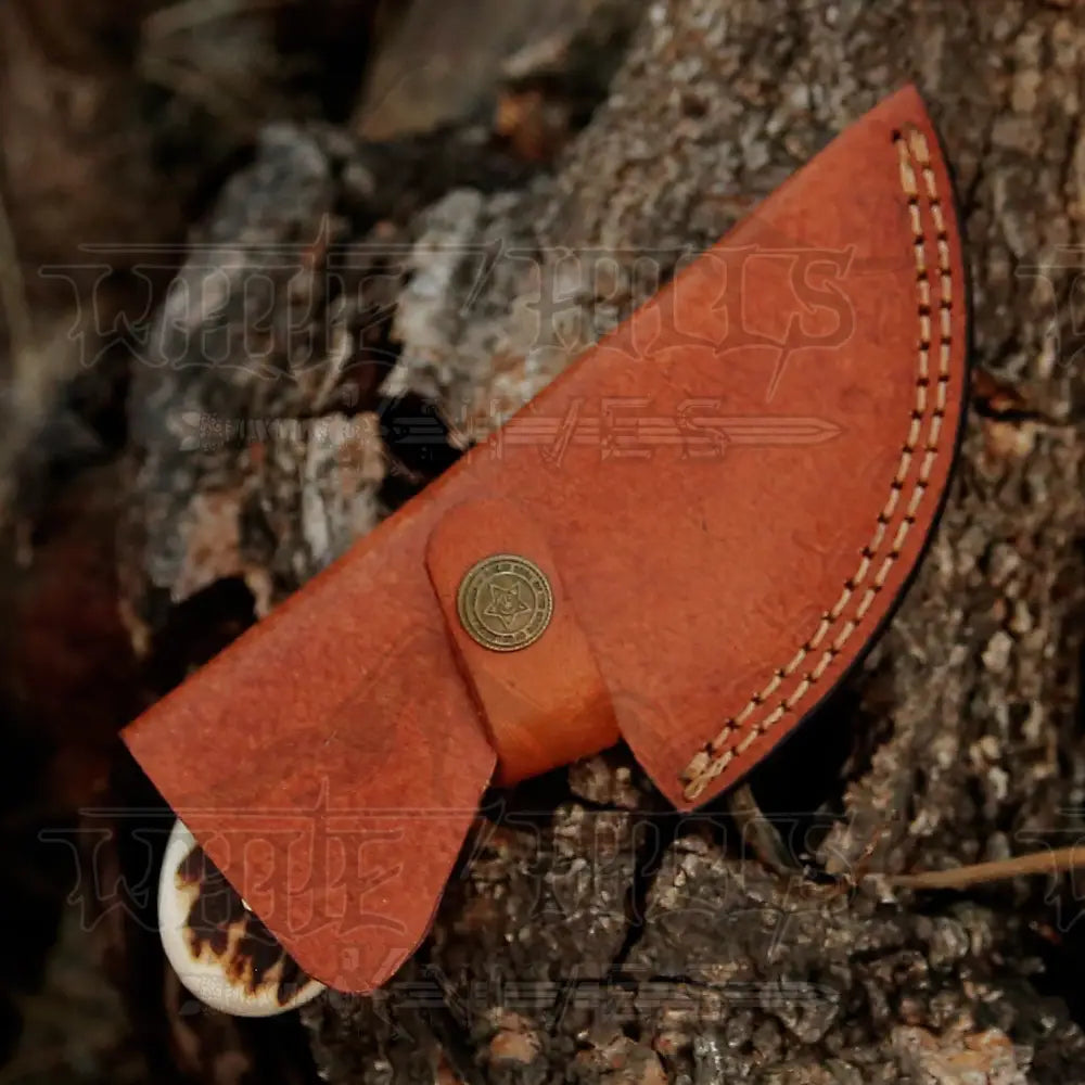 7” Handmade Damascus Steel Skinner Knife - Stag Antler Handle Full Tang