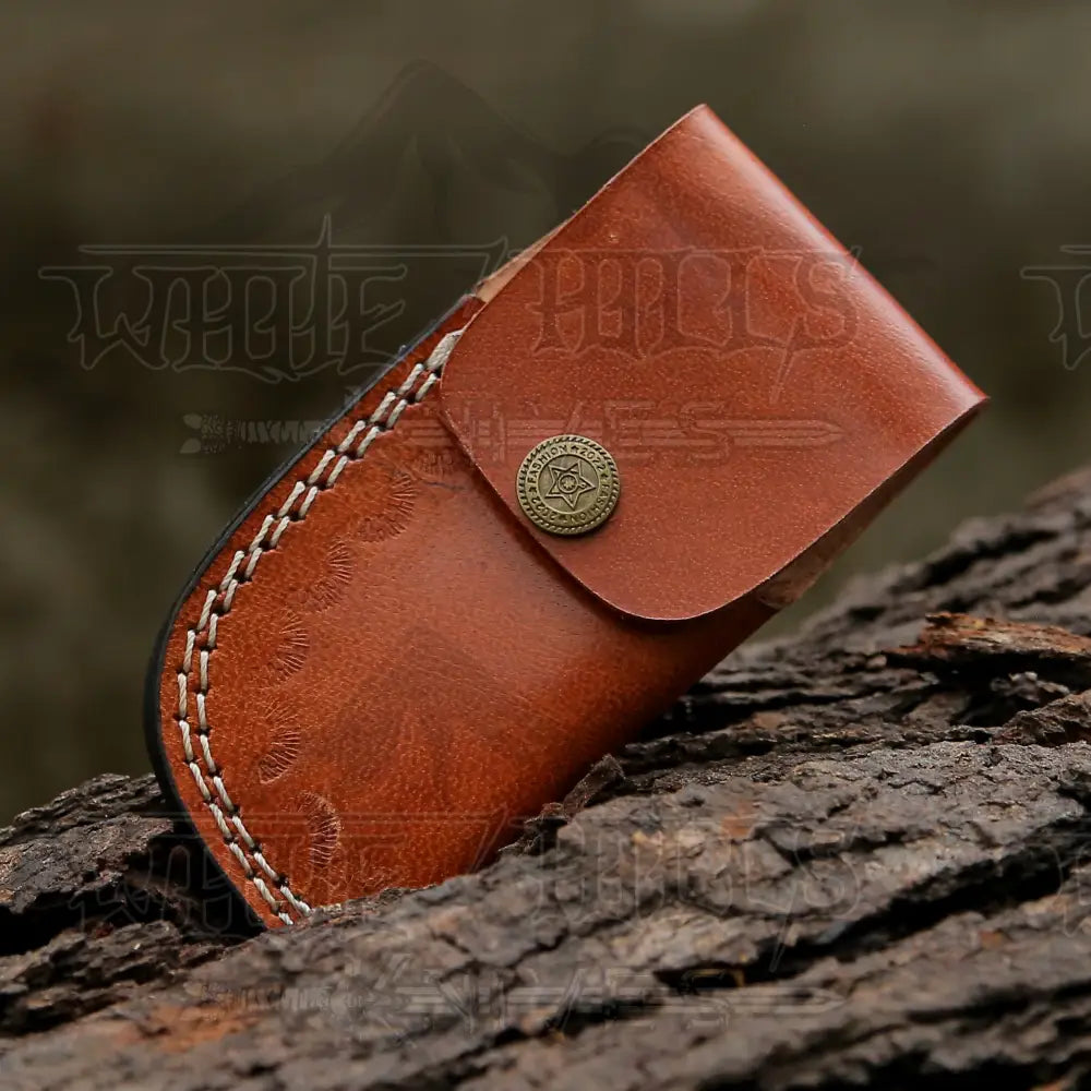 7 Handmade Forged Damascus Pocket Folding Knife - Stag Antler Handle Bolster Wh 3530