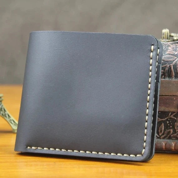 Handmade Leather Wallet For Men - Bifold Wallet - Full Grain Leather White Hills Knives