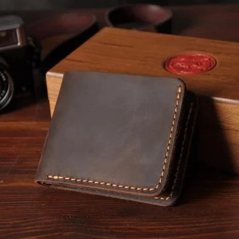 Handmade Leather Wallet For Men - Bifold Wallet - Full Grain Leather White Hills Knives