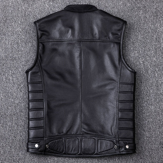 Rivet Genuine Cowhide Leather Vest Mens Motorcycle Biker Vests
