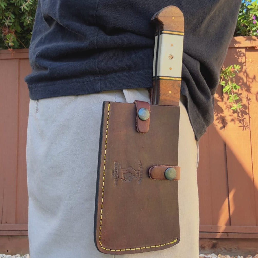 10 Chef Cleaver Knife With Bone & Wood Handle Carbon Steel Meat Chopper