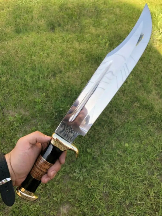 Bowie Knife - Custom Handmade D2/C430 Tool Steel High Polish Crocodile Dundee Knife