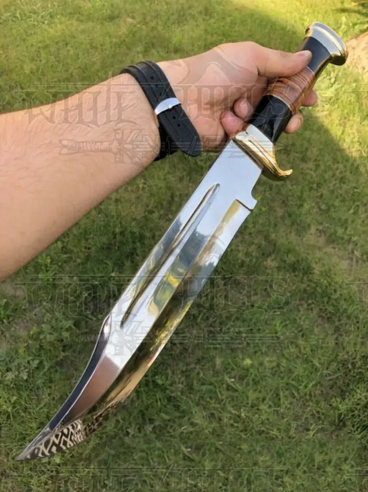 Bowie Knife - Custom Handmade D2/C430 Tool Steel High Polish Crocodile Dundee Knife