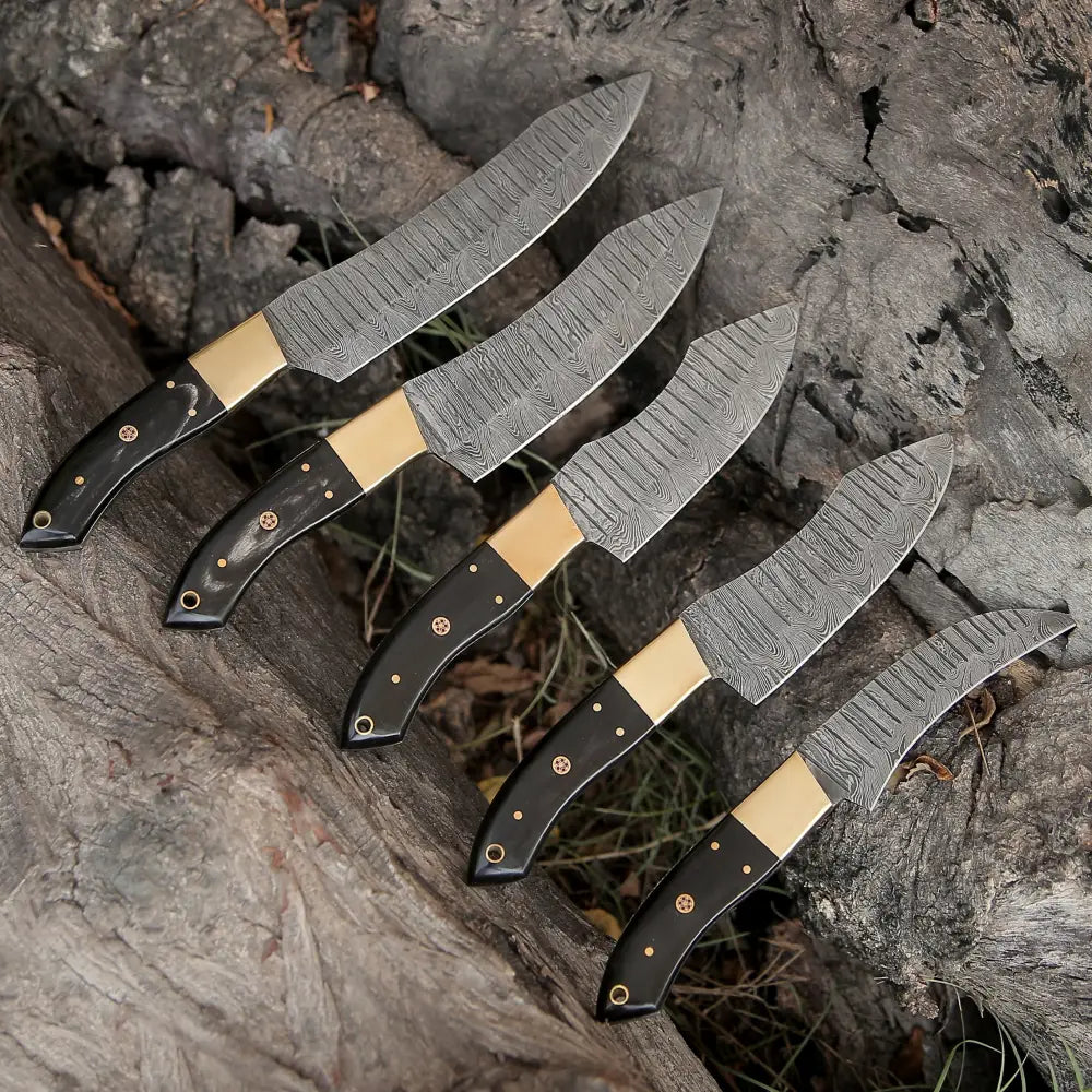 8 Pcs Chef Knives Set , Unique Handles With Forged Layer Damascus