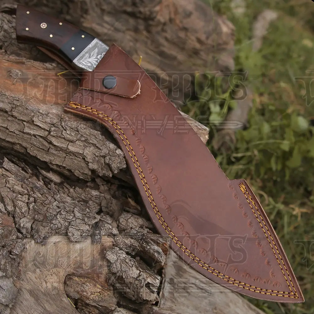 Custom Handmade Forged Damascus Steel Survival Hunting Bushcraft Kukri Knife Edc 12 With Cocobolo