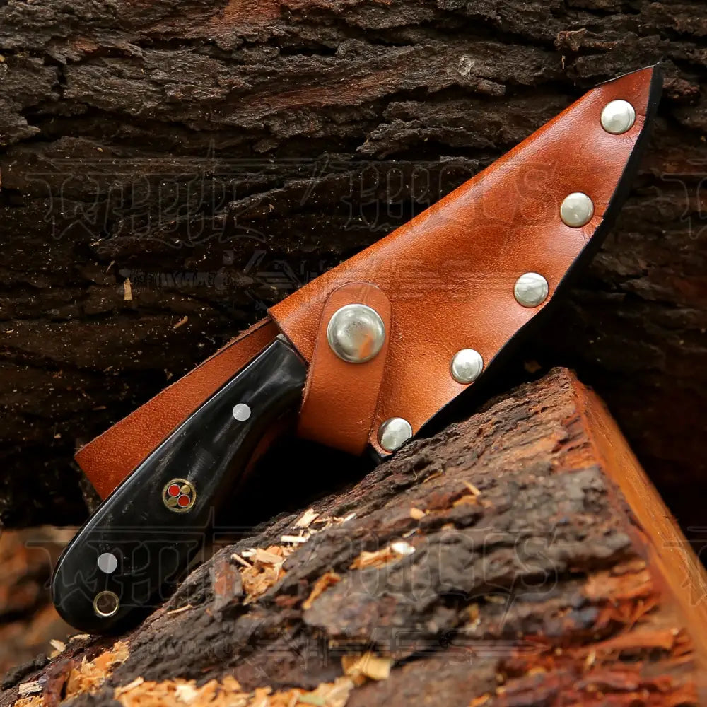 Hand Forged Full Tang Skinner Knife - Buffalo Horn Handle D2 Steel- 7 Inches Sk-014