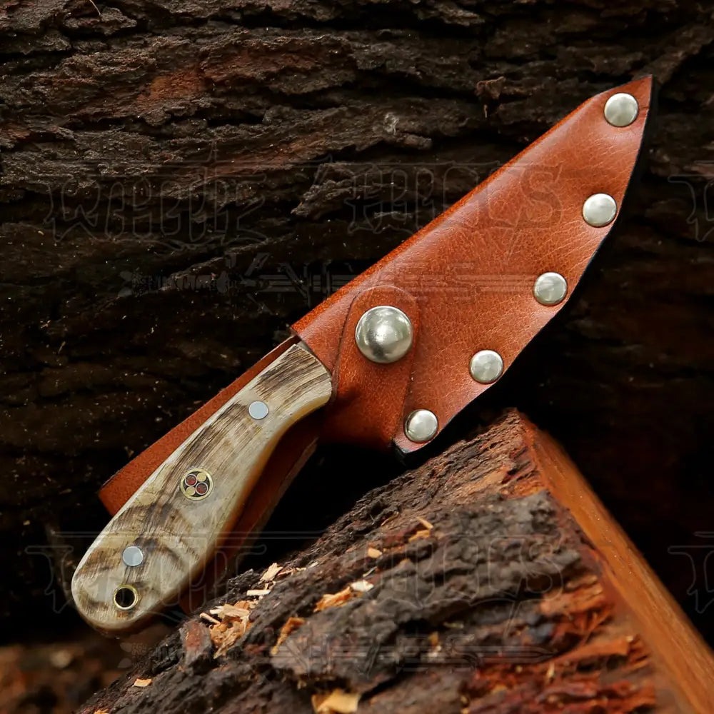 Hand Forged Full Tang Skinner Knife - Ram Horn Handle D2 Steel- 7 Inches Sk-015