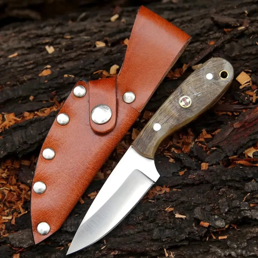 Authentic Hand Forged Blade Custom Made Sheep horn Handle Killer Knife With Leather Sheath