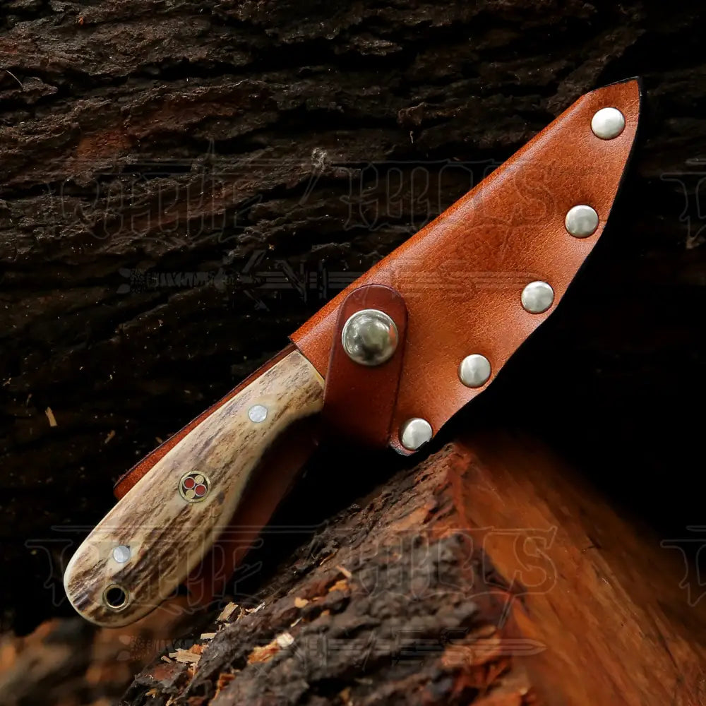 Hand Forged Full Tang Skinner Knife - Stag Antler Handle D2 Steel- 7 Inches Sk-016