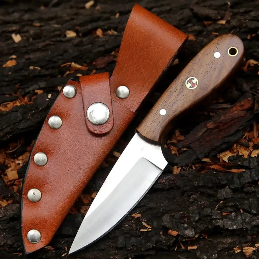 Hand Forged Full Tang Skinner Knife - Walnut Wood Handle - D2 Steel- 7 –  White Hills Knives
