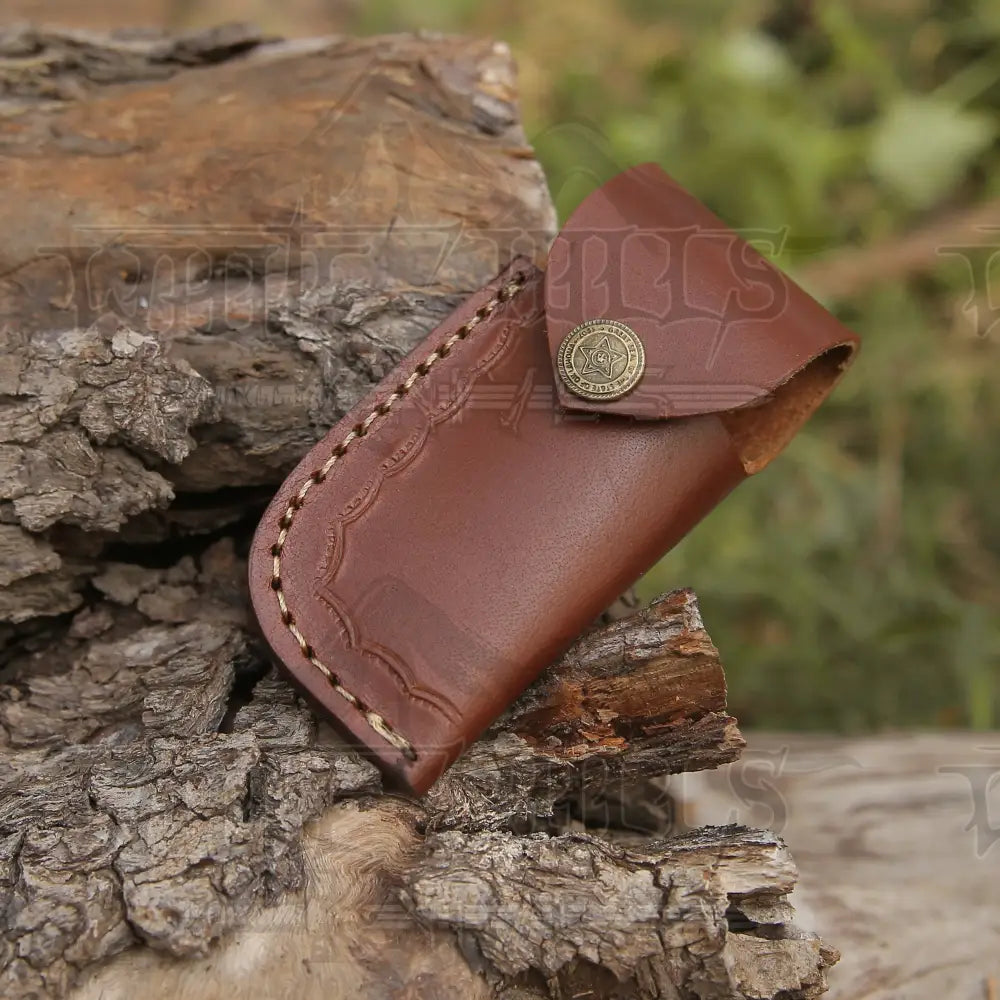 Handmade Damascus Pocket Knife - 6.5 Back Lock Folding Bull Horn Handle Camping