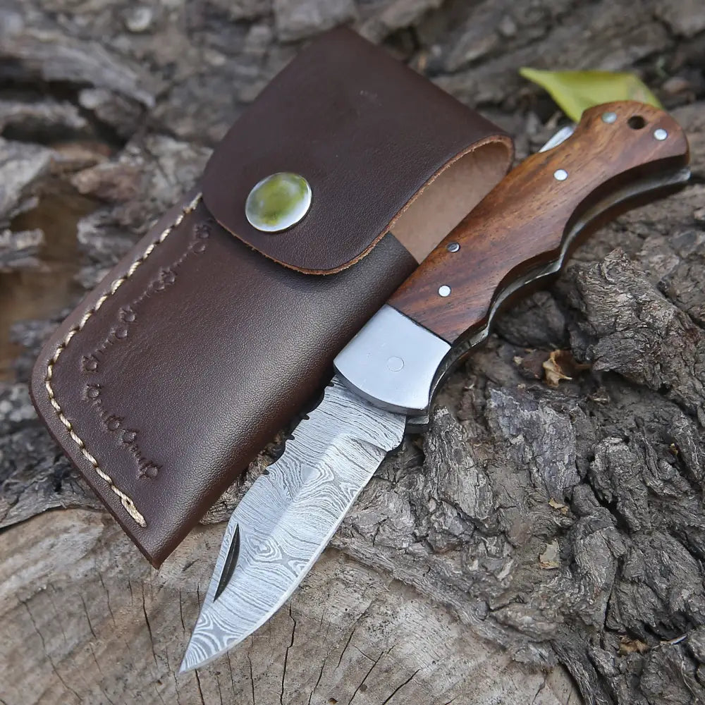  Olive Wood 6.5'' 100% Handmade Damascus Steel Folding Pocket  Knife 100% Prime Quality : Sports & Outdoors