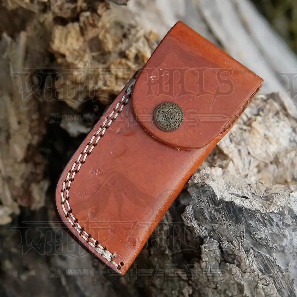 Handmade Damascus Steel Hunting Folding Knife With Pocket Clip - Camping Blade With Wood Handle