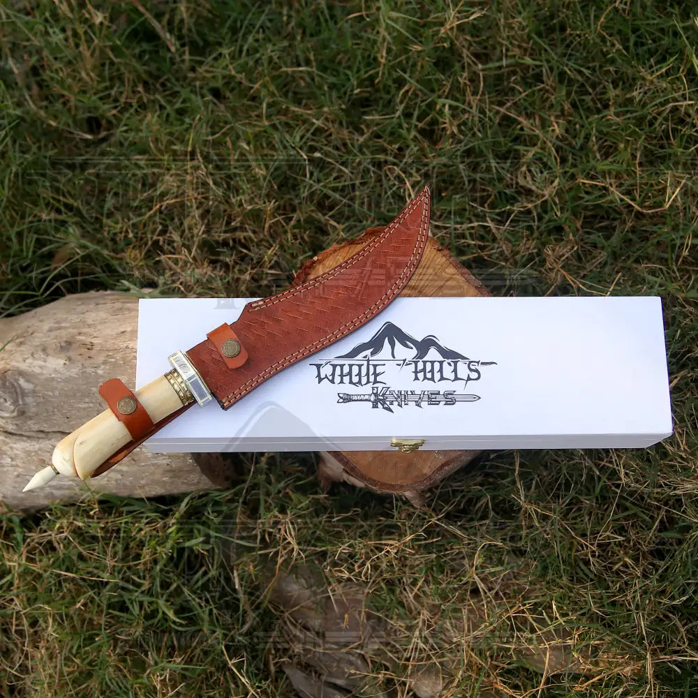 Handmade Damascus Steel Hunting Knife - 15’ Damascus Hunting Camel Bone Handle & Survival Knives