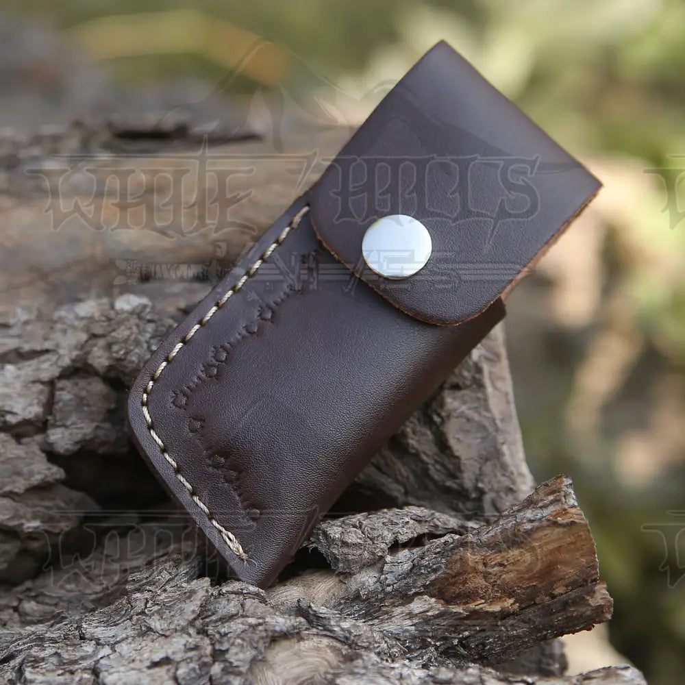 Handmade Forged Damascus Steel Hunting Folding Camping Pocket Knife With Stag Antler Camel Bone &