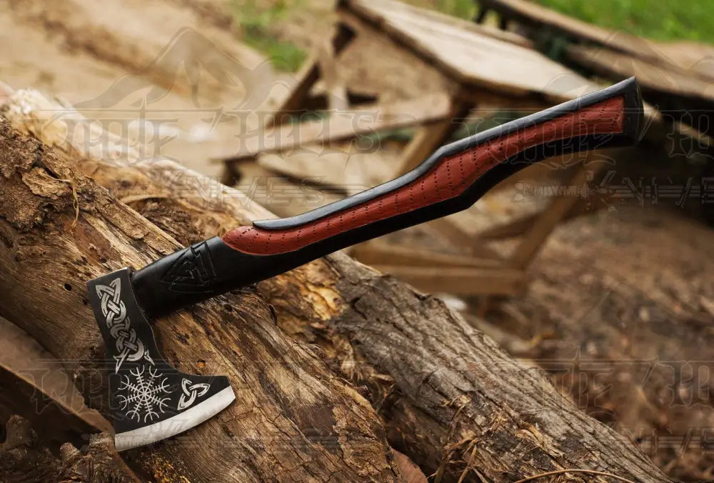 Handmade High Carbon Steel Tomahawk Axe Integral Viking Collectible Olive Wood W/ Leather Wrap Axe