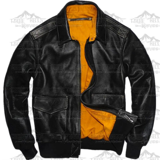 Mens Genuine Calf Skin Military Leather Jacket Jackets