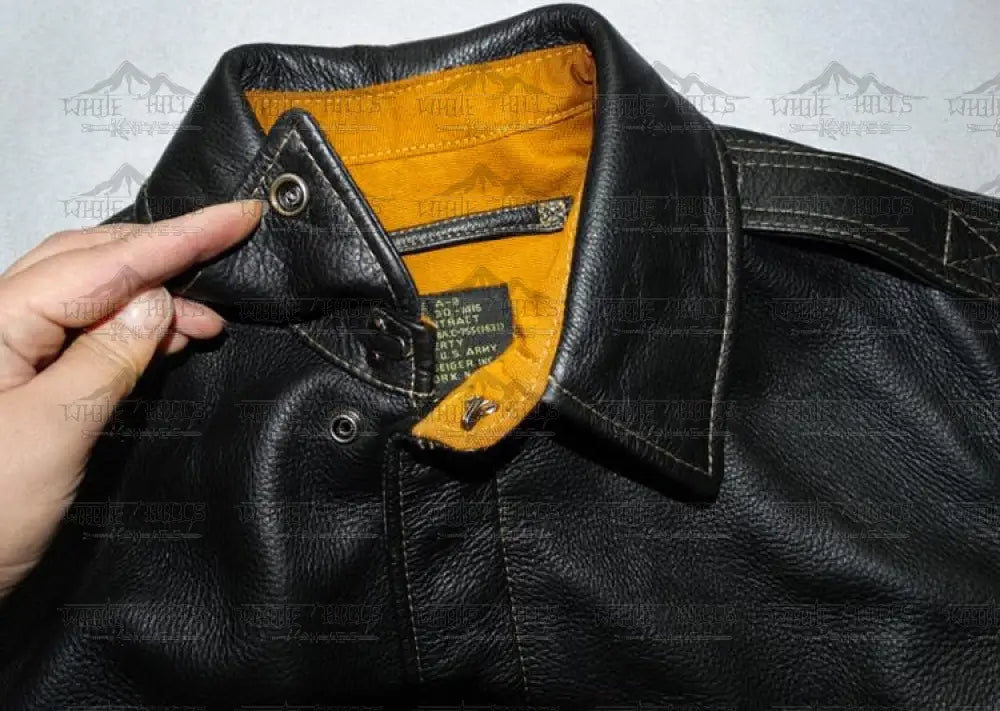 Mens Genuine Calf Skin Military Leather Jacket Jackets