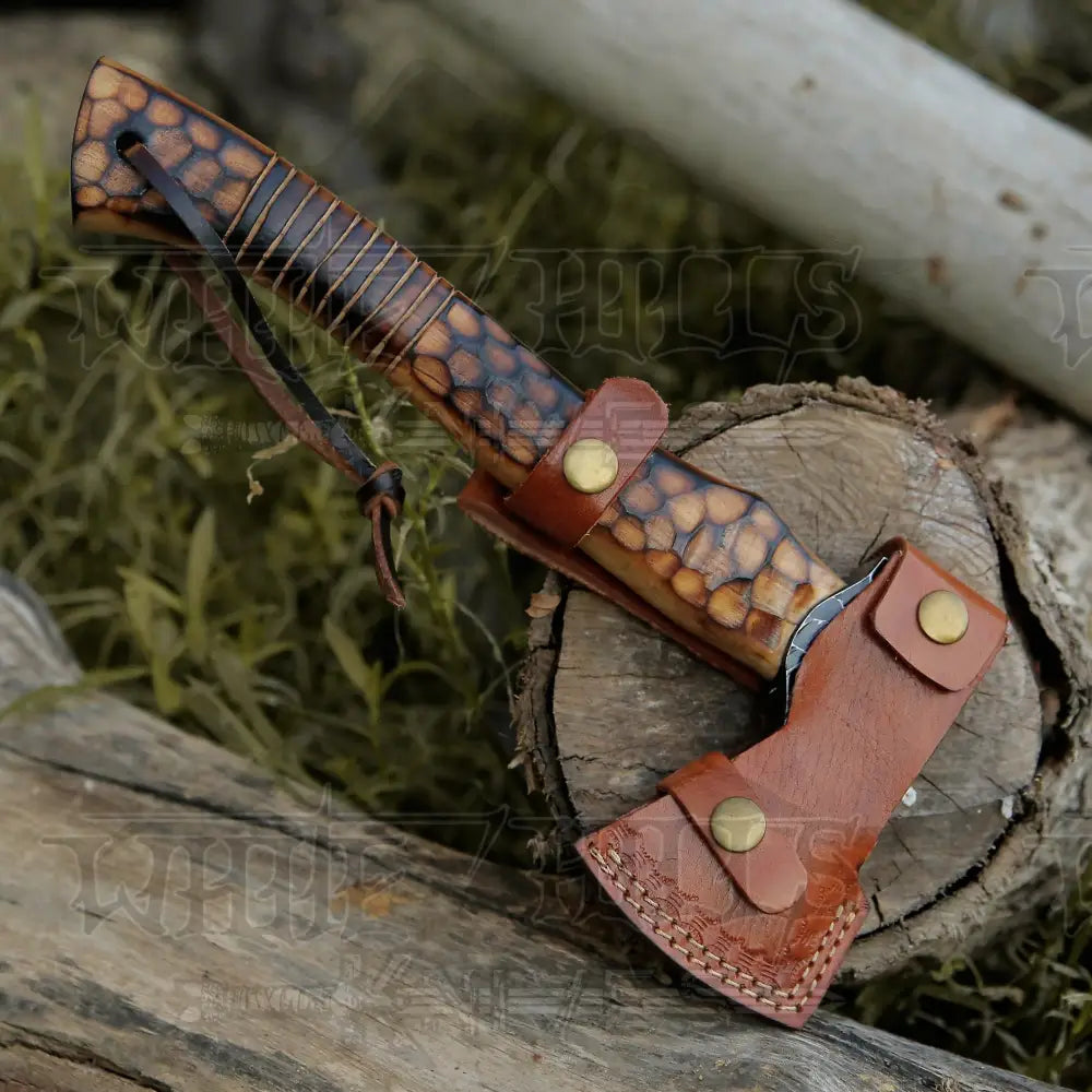 Small Forged Carbon Steel Axe With Burn Ash Wood Shaft - Viking X-101 Axe