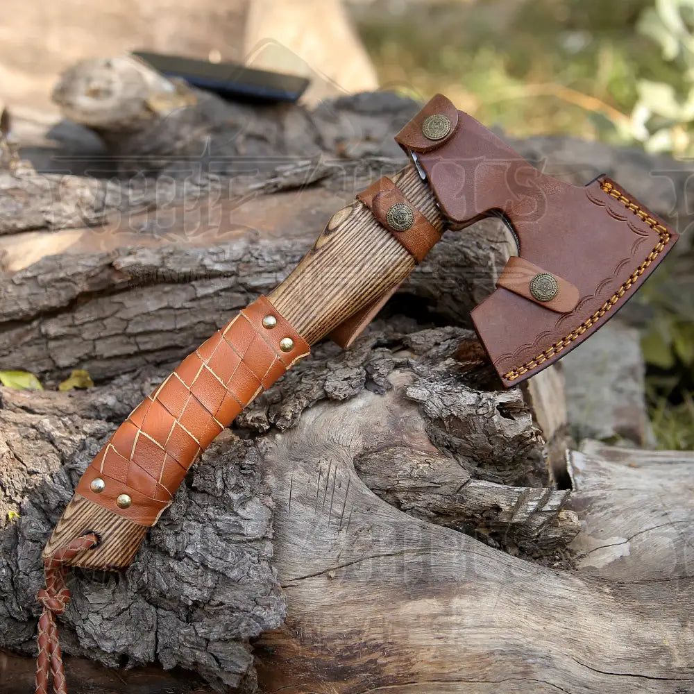 Small Forged Carbon Steel Medieval Wood Axe With Ash Shaft - Viking X800-14 Axe