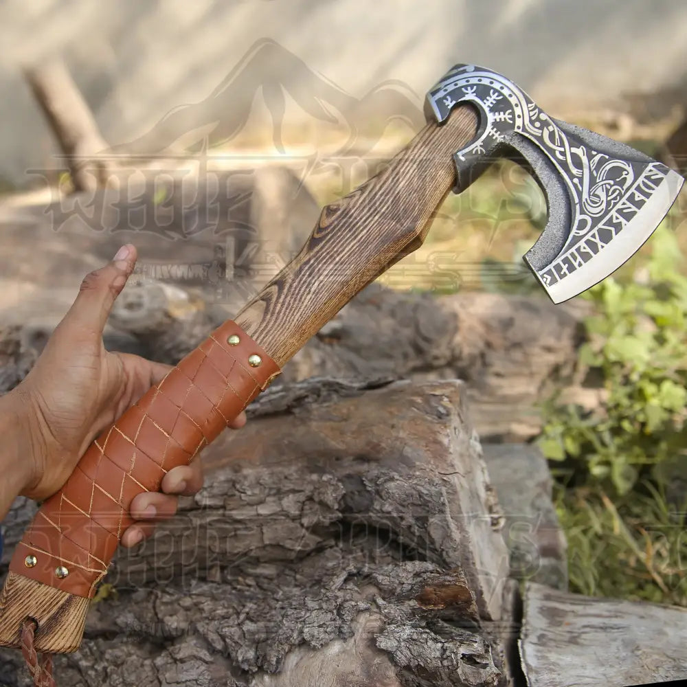 Viking Axe With Dark Wood Shaft Bearded Camping X800-19 Axe