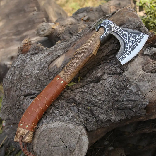 Viking Axe With Dark Wood Shaft Bearded Camping X800-19 Axe