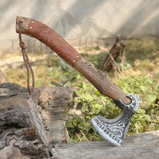 Viking Axe With Dark Wood Shaft Bearded Camping X800-19 Axe