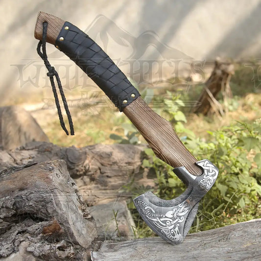 Viking Axe With Dark Wood Shaft Bearded Camping X801-19 Axe