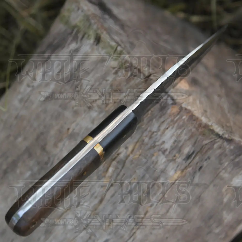 10 Custom Hand Forged Carbon Steel Full Tang Skinner Knife - Wood & Horn Handle Collectibles:knives