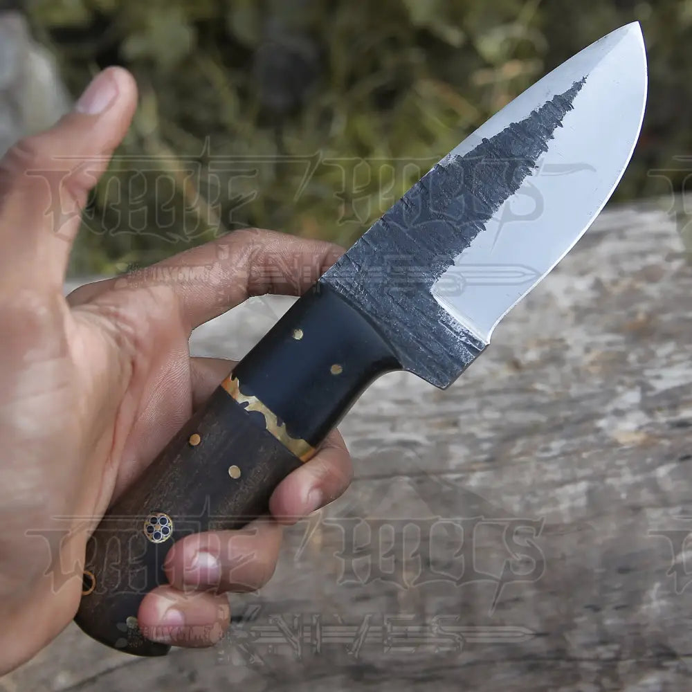10 Custom Hand Forged Carbon Steel Full Tang Skinner Knife - Wood & Horn Handle Collectibles:knives