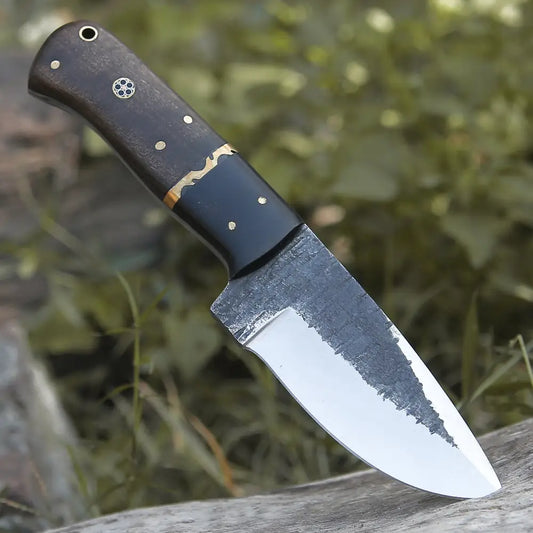 10 Custom Hand Forged Carbon Steel Full Tang Skinner Knife - Wood & Horn Handle Collectibles:knives