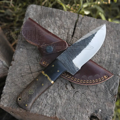 10 Custom Hand Forged Carbon Steel Full Tang Skinner Knife - Wood & Horn Handle Collectibles:knives