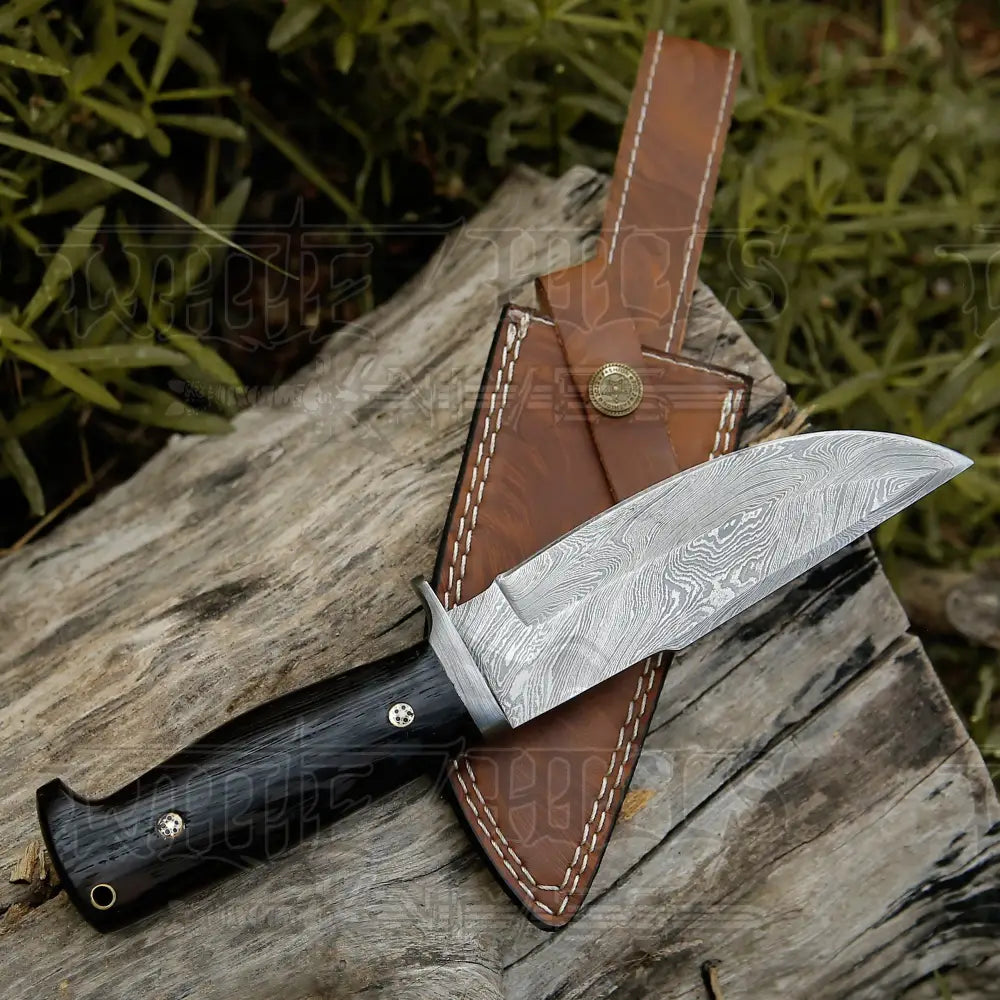 10 Custom Hand Forged Damascus Steel Full Tang Hunting Knife - Pakka Wood Handle H-027 Skinner