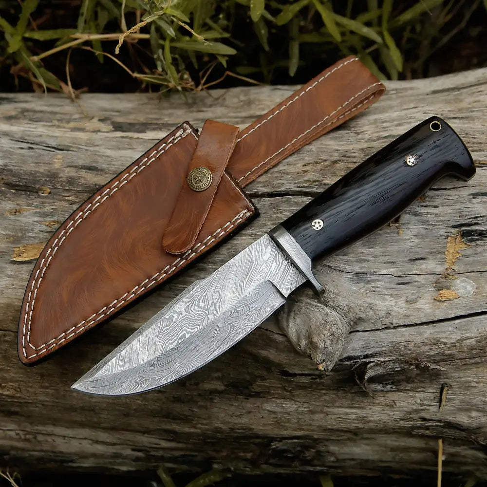 10” Custom Hand Forged Damascus Steel Full Tang Hunting Knife - Pakka ...