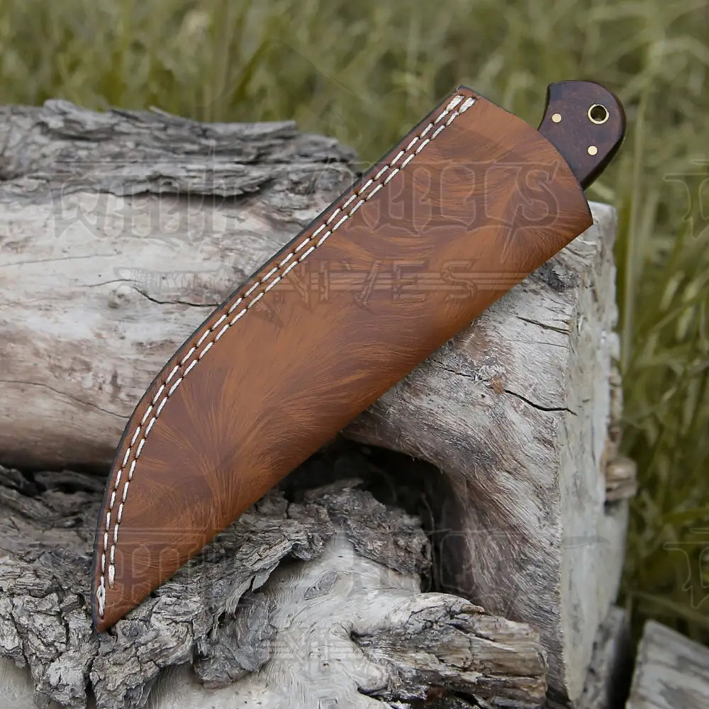 10 Custom Hand Forged Damascus Steel Full Tang Hunting Knife - Wood & Bone Handle H-027 Skinner