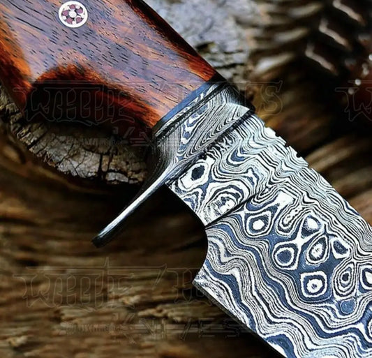 10Custom Handmade Forged Damascus Steel Hunting Knife W/ Wood & Guard Handle Wh 8766 Skinner