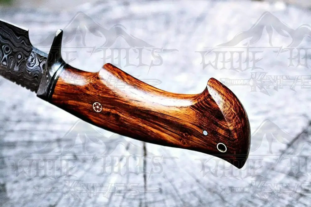 10Custom Handmade Forged Damascus Steel Hunting Knife W/ Wood & Guard Handle Wh 8766 Skinner