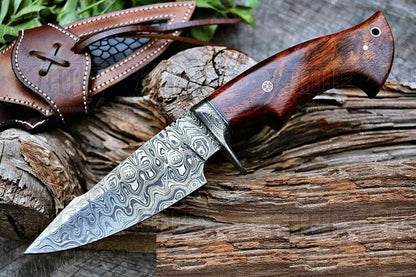 10Custom Handmade Forged Damascus Steel Hunting Knife W/ Wood & Guard Handle Wh 8766 Skinner
